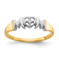14k and White Rhodium Diamond MOM Ring, 0.01 ct, Size 7