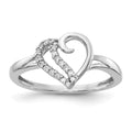 14k White Gold 1/10 carat Diamond Heart Ring, 0.1 ct, Size 6