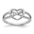 14k White Gold 1/8 carat Diamond Heart Ring, 0.13 ct, Size 7