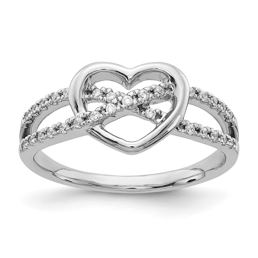 14k White Gold 1/8 carat Diamond Heart Ring, 0.13 ct, Size 7