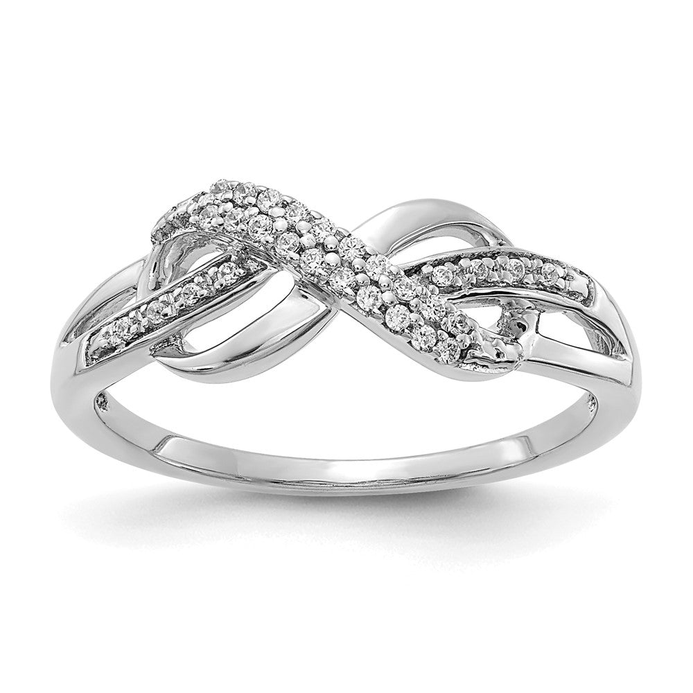 14k White Gold 1/10 carat Diamond Infinity Symbol Ring, 0.104 ct, Size 7, 2 mm