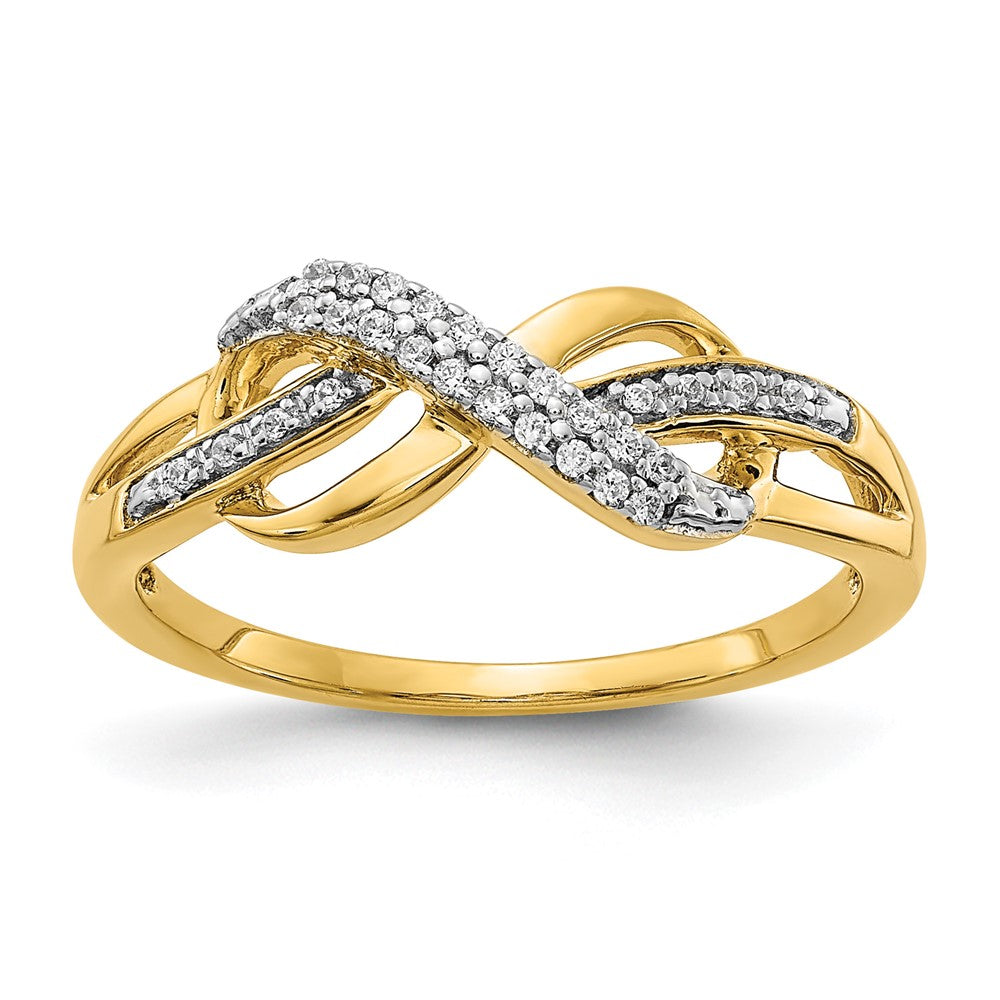 14k 1/10 carat Diamond Infinity Symbol Ring, 0.104 ct, Size 7, 2 mm