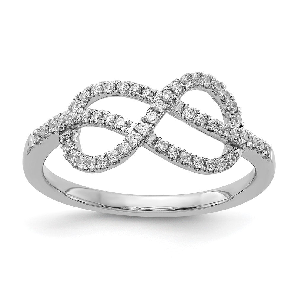 14k White Gold 1/4 carat Diamond Celtic Knot/Infinity Ring, 0.26 ct, Size 7