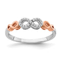 14k Rose Gold with White Rhodium 1/20 carat Diamond Infinity Ring, 0.063 ct, Size 7