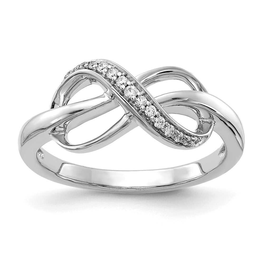 14k White Gold 1/15 carat Diamond Infinity Ring, 0.08 ct, Size 7