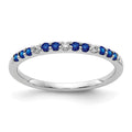 14k White Gold 1/20 carat Diamond and Blue Sapphire Band, 0.345 ct, Size 7