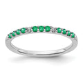 14k White Gold Diamond and Emerald Band, 0.195 ct, Size 7