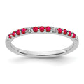 14k White Gold Diamond and Ruby Band, 0.217 ct, Size 7