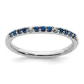 14k White Gold Diamond and Blue Sapphire Band, 0.47 ct, Size 7