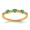 14K Yellow Diamond and Emerald 3-Stone Ring, 0.243 ct, Size 7