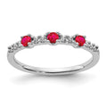 14k White Gold 1/10 carat Diamond and Ruby 3-Stone Ring, 0.417 ct, Size 7