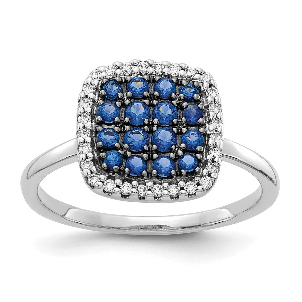 14k White Gold Diamond and Sapphire Ring, 0.6 ct, Size 7
