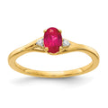 14k Diamond and 6x4mm Oval Ruby Ring, 0.57 ct, Size 7