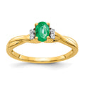 14k 1/20 carat Diamond and 6x4mm Oval Emerald Ring, 0.498 ct, Size 7, 2 mm