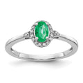 14k White Gold 6x4mm Oval Emerald and 1/10 carat Diamond Halo Ring, 0.567 ct, Size 7