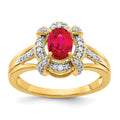 14k 1/5 carat Diamond and 7x5mm Oval Ruby Ring, 1.188 ct