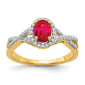 14k 7x5mm Oval Ruby and 1/5 carat Diamond Halo Ring, 1.207 ct, 2.65 mm