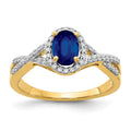 14k 7x5mm Oval Blue Sapphire and 1/5 carat Diamond Halo Ring, 1.207 ct, 2.65 mm
