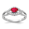 14k White Gold East-West 6x4mm Oval Ruby and 1/8 carat Diamond Ring, 0.555 ct, Size 7, 2.65 mm
