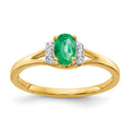 14k 1/15 carat Diamond and 6x4mm Oval Emerald Ring, 0.519 ct, Size 7