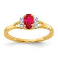 14k 1/15 carat Diamond and 6x4mm Oval Ruby Ring, 0.679 ct, Size 7