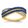 14k Blue Sapphire and 1/15 carat Diamond 4-Row Ring, 1.196 ct, Size 7