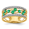14k Round Emerald and 1/8 carat Diamond Fancy Ring, 0.41 ct, Size 7