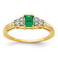 14k 5x3mm Emerald-cut Emerald and Diamond Ring, 0.324 ct, Size 7, 2 mm