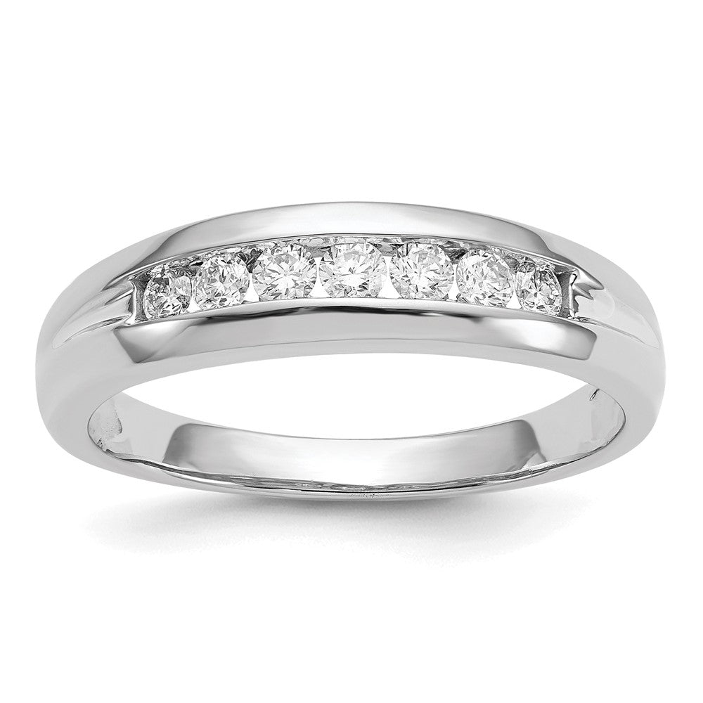 IB Goodman 14k White Gold 1/3 carat Diamond 7-stone Mens Channel Ring, 0.32 ct, Size 10, 5 mm