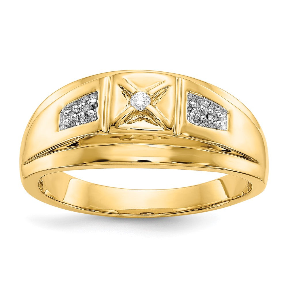 IB Goodman 14k and White Rhodium 1/20 carat Diamond Mens Ring, 0.06 ct, Size 10