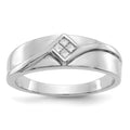 IB Goodman 14k White Gold 1/10 carat Diamond Square Cluster Mens Ring, 0.1 ct