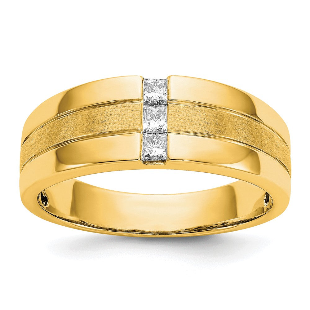 IB Goodman 14k Polished and Satin 1/4 carat Diamond Mens Ring, 0.24 ct, Size 10