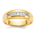 IB Goodman 14k with White Rhodium 1/4 carat Square Diamond 5-stone Mens Channel Ring, 0.25 ct, Size 10