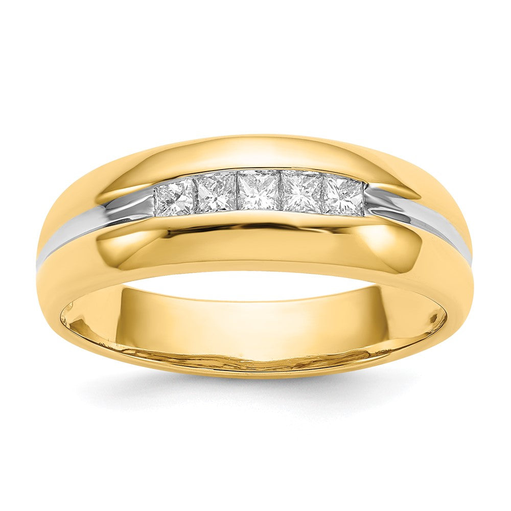 IB Goodman 14k with White Rhodium 1/4 carat Square Diamond 5-stone Mens Channel Ring, 0.25 ct, Size 10