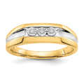 IB Goodman 14k and White Rhodium 1/20 carat Diamond 3-stone Mens Ring, 0.045 ct, Size 10