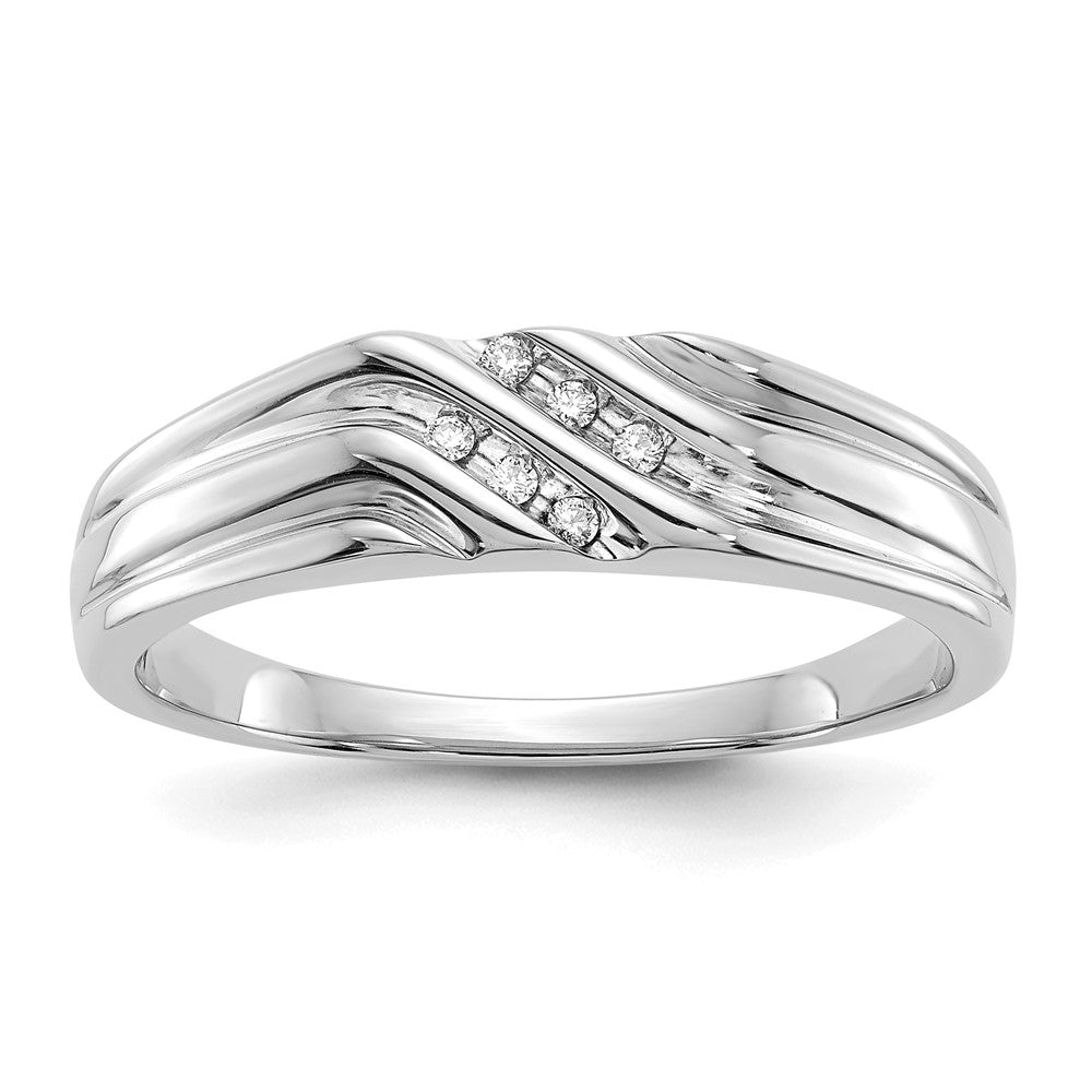IB Goodman 14k White Gold 1/20 carat Diamond Mens Ring, 0.048 ct, Size 10