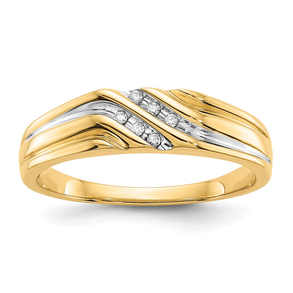 IB Goodman 14k and White Rhodium 1/20 carat Diamond Mens Ring, 0.048 ct, Size 10