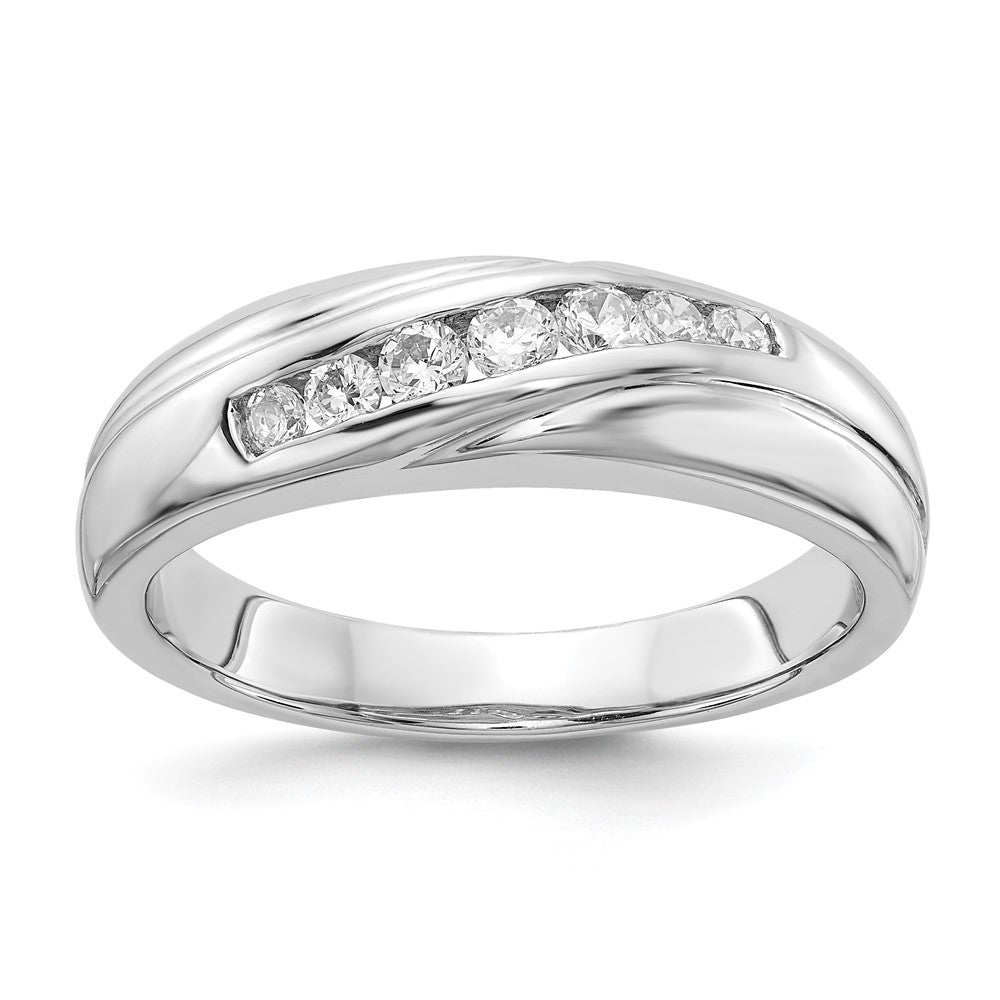 IB Goodman 14k White Gold 1/3 carat Diamond 7-stone Mens Ring, 0.336 ct, Size 10