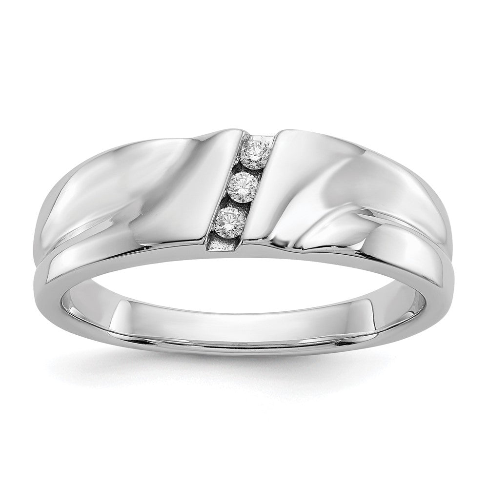 IB Goodman 14k White Gold 1/15 carat Diamond 3-stone Mens Ring, 0.06 ct, Size 10, 6.6 g
