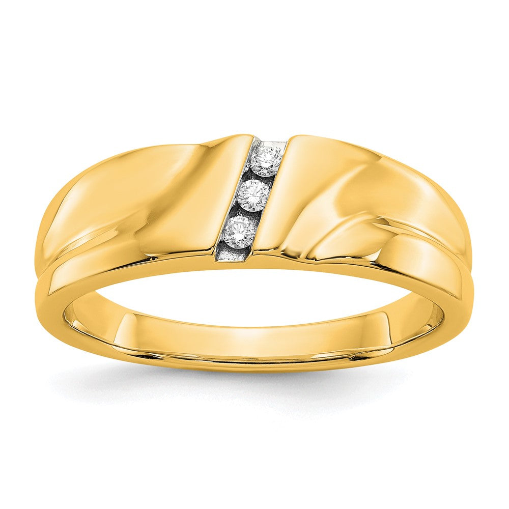 IB Goodman 14k 1/15 carat Diamond 3-stone Mens Ring, 0.06 ct, Size 10