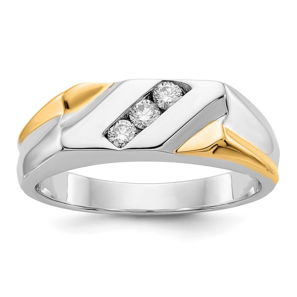 IB Goodman 14k Two-tone 1/5 carat Diamond 3-stone Mens Ring, 0.195 ct, Size 10
