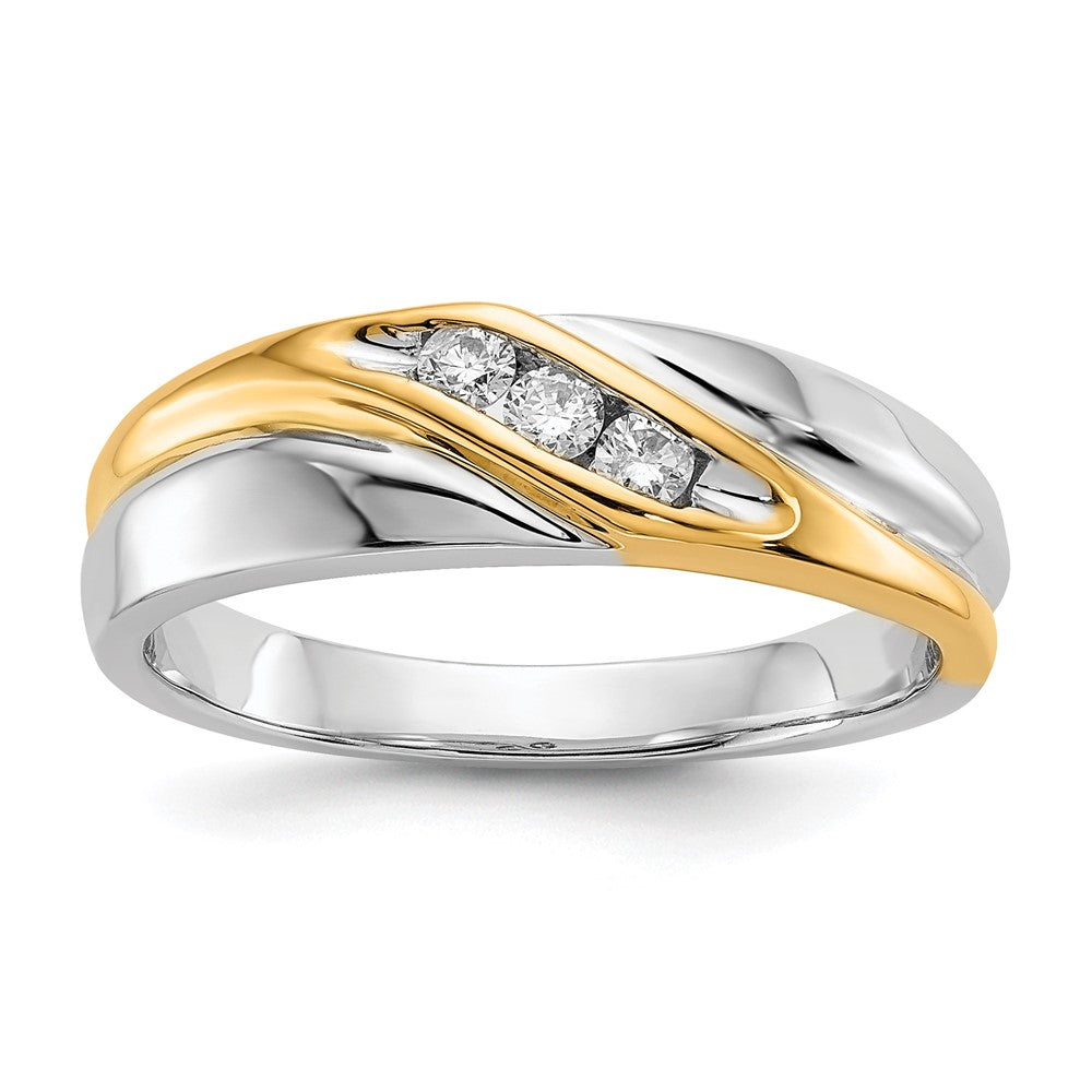 IB Goodman 14k Two-tone 1/6 carat Diamond 3-stone Mens Ring, 0.15 ct, Size 10
