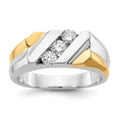IB Goodman 14k Two-tone 1/2 carat Diamond 3-stone Mens Ring, 0.51 ct, Size 10