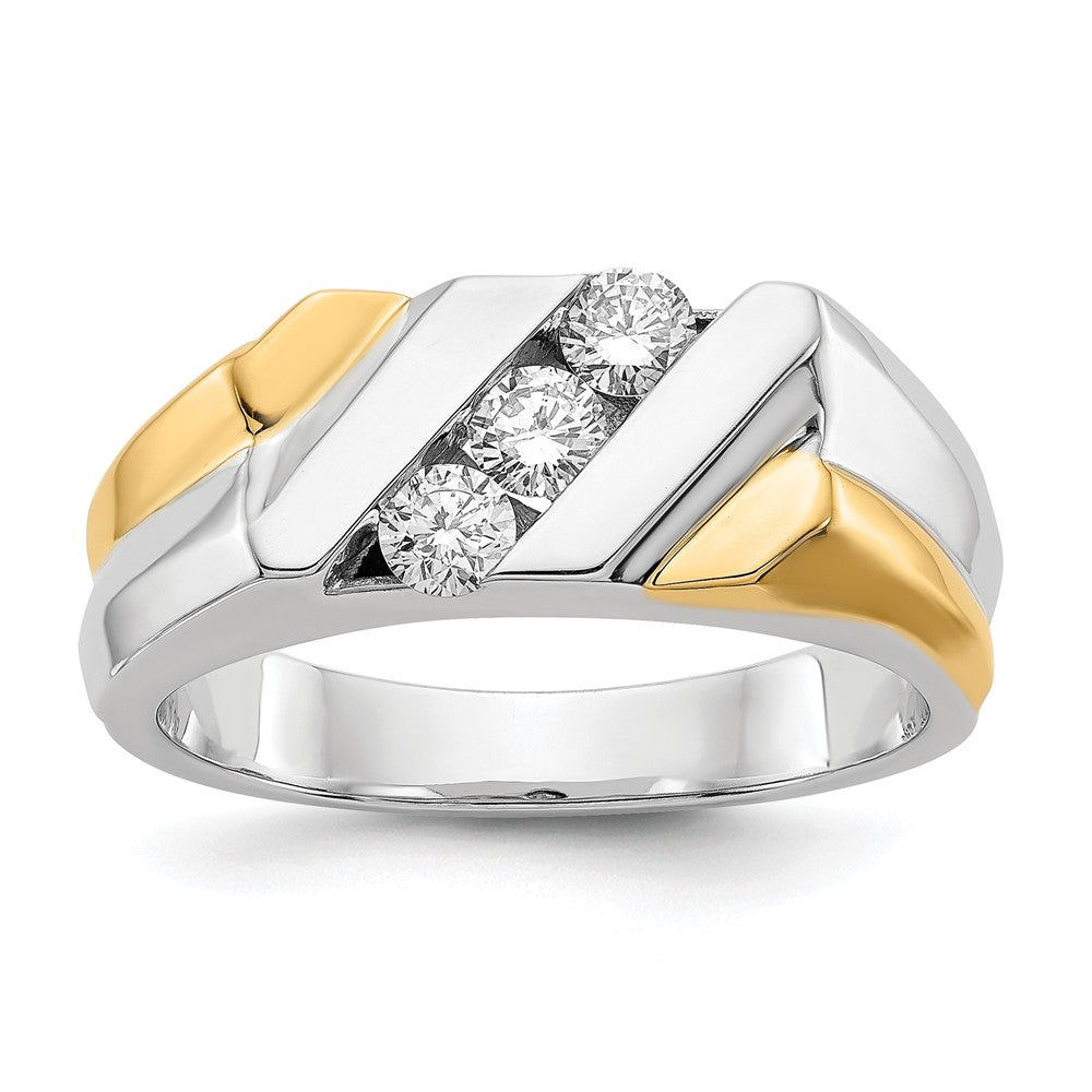 IB Goodman 14k Two-tone 1/2 carat Diamond 3-stone Mens Ring, 0.51 ct, Size 10
