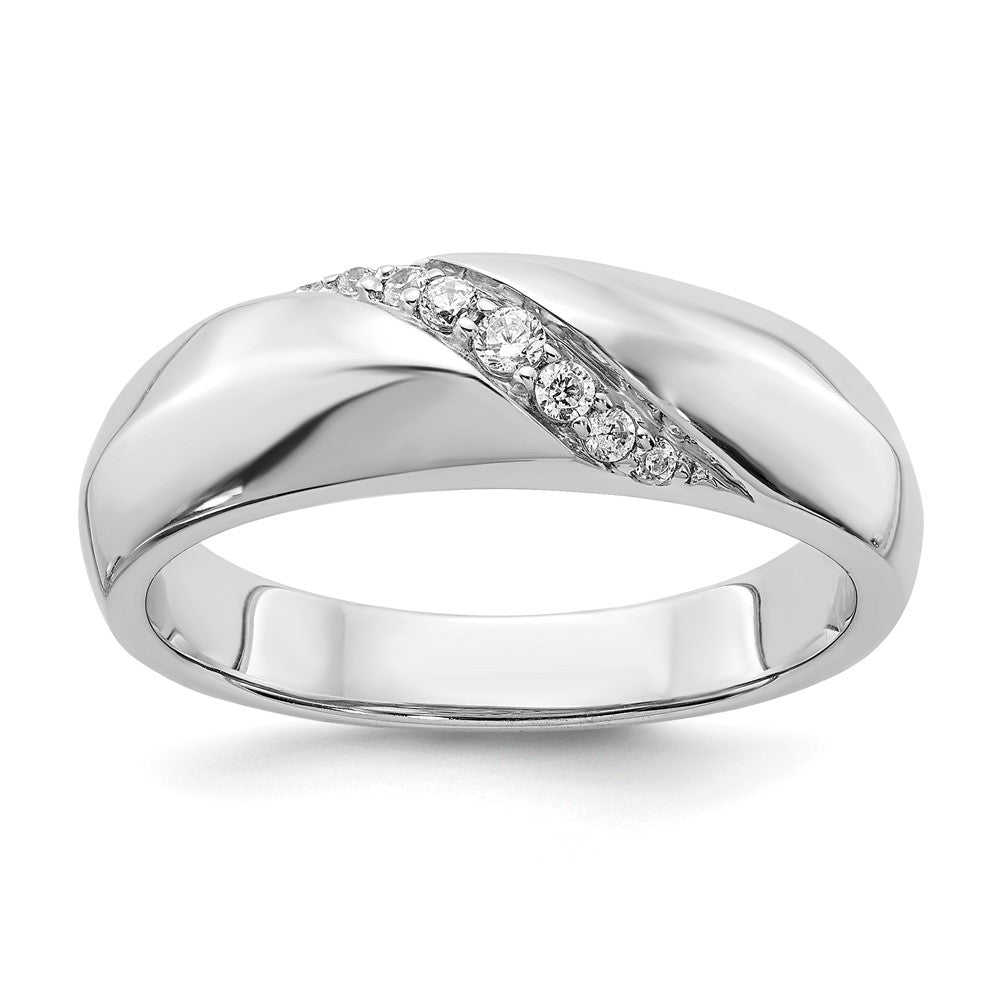 IB Goodman 14k White Gold 1/8 carat 7-stone Diamond Mens Ring, 0.121 ct, Size 10