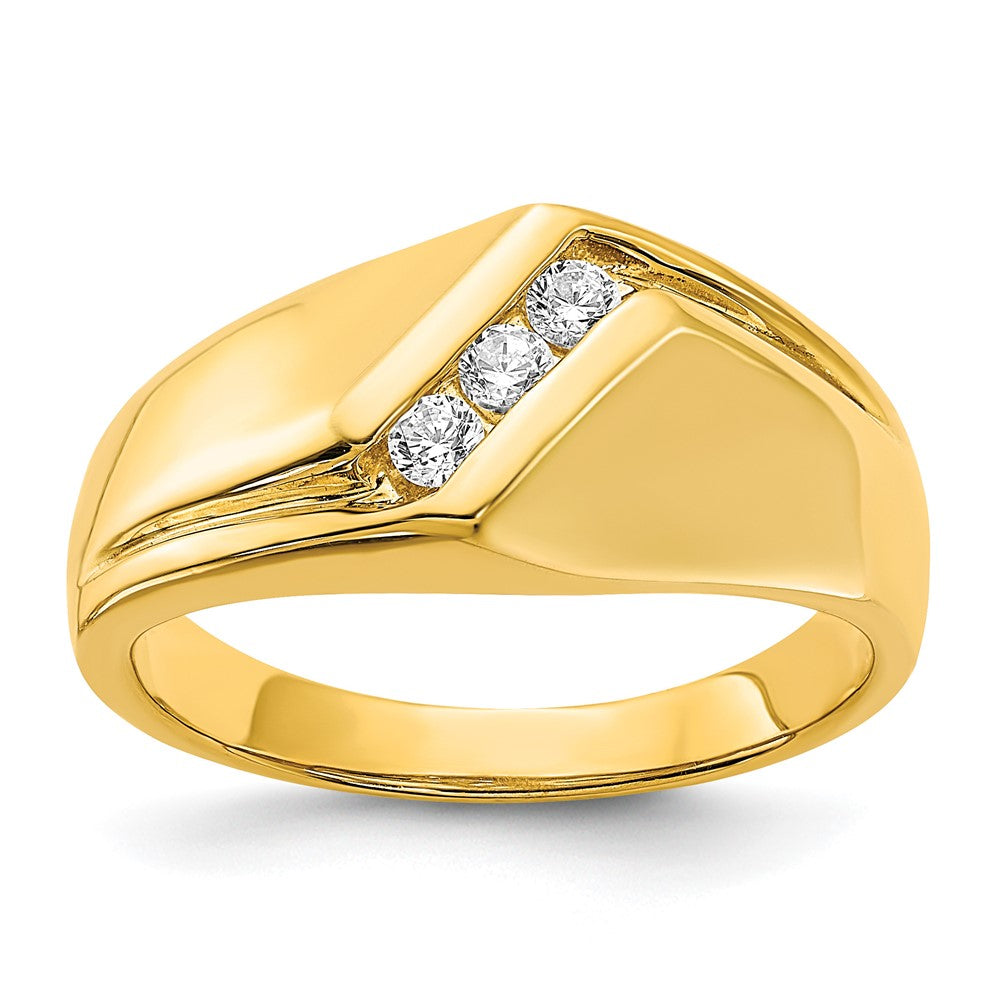 IB Goodman 14k 1/5 carat Diamond 3-stone Mens Ring, 0.204 ct, Size 10