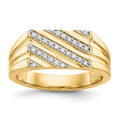 IB Goodman 14k 1/4 carat Diamond Diagonal Stripe Mens Ring, 0.241 ct, Size 10