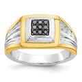 IB Goodman 14k Two-tone 1/6 carat Black Diamond Square Cluster Mens Ring, 0.149 ct, Size 10