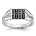 IB Goodman 14k White Gold 1/2 carat Black and White Diamond Square Cluster Mens Ring, 0.453 ct, Size 10