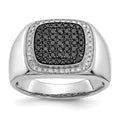 IB Goodman 14k White Gold 3/4 carat Black and White Diamond Cluster Mens Ring, 0.708 ct, Size 10